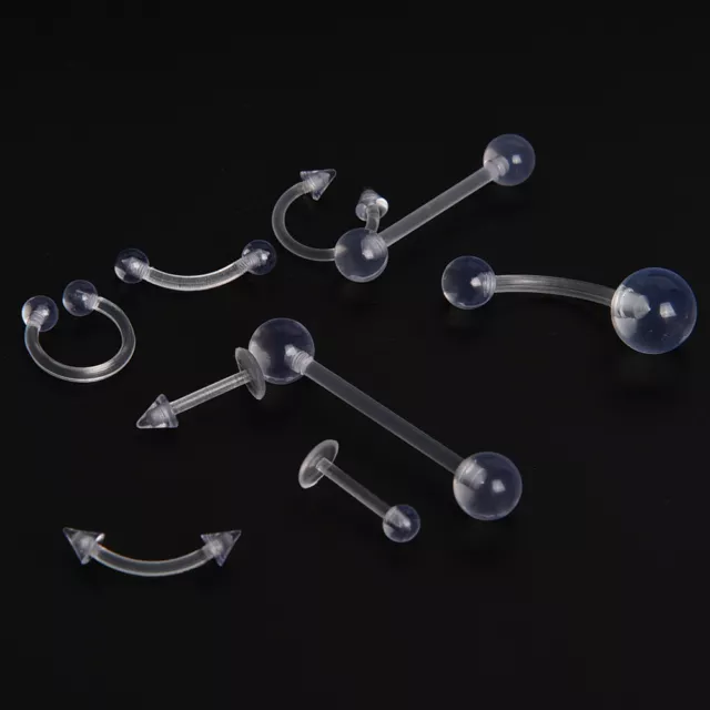 9X Clear Color Belly Navel Tongue Lip Rings Bars Studs Body Piercing Jewe_tu