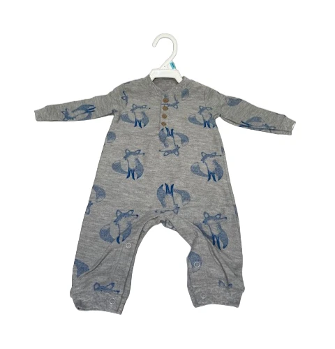 Carter's Baby Boys' Fox Coveralls - gray/blue, 6 months (Newborn) NEW