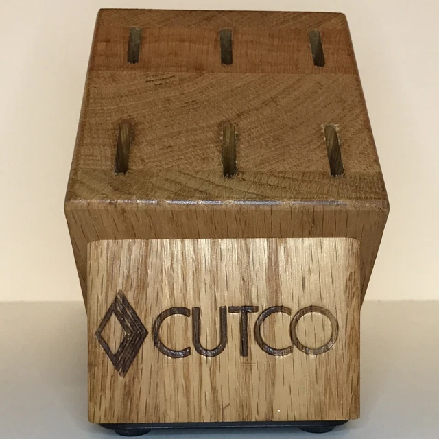 Cutco Steak Knife Block 6 Slot Honey Stained Solid Oak Made in the USA