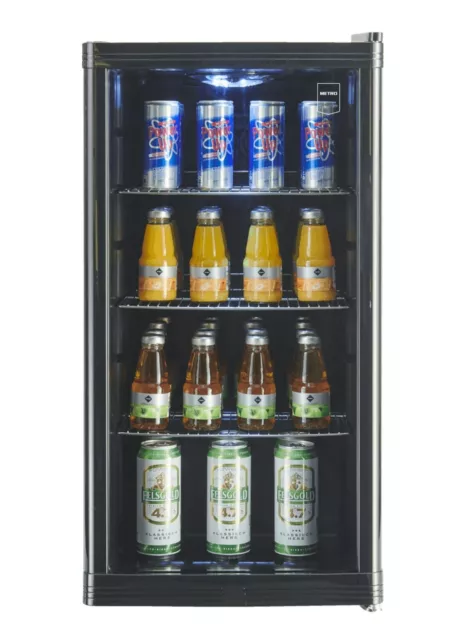 Getränkekühlschrank mit Glastür 4 Fächer 88 Liter