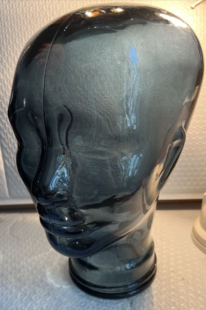 Vintage Rare DARK BLUE RECYCLED Glass MADE IN SPAIN Mannequin Head PIER ONE