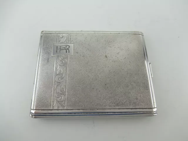 Zigarettenetui  floral verziert mit Monogramm `KR`  versilbert Vintage ║ i71