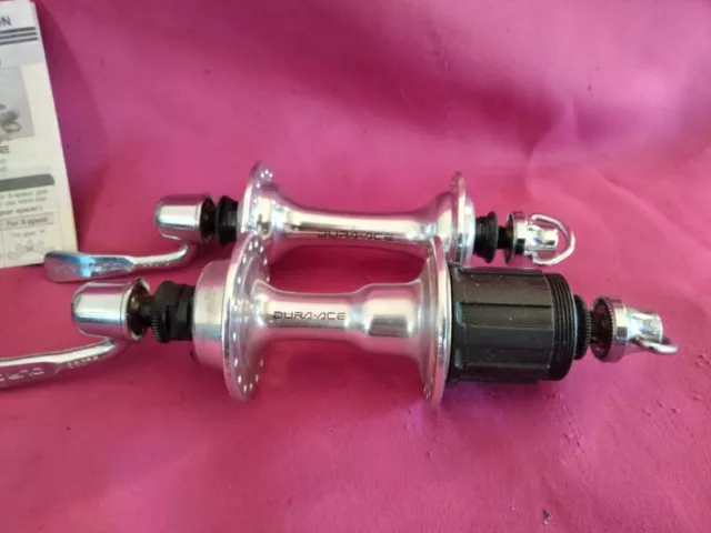 Nos/Neuf/Nib Shimano Dura-Ace 7400 Hub Set Bike 36H Freewheel 7Spd Moyeux 1985 2