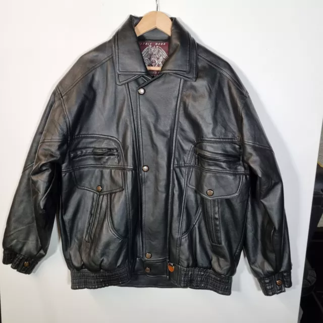 Italy Moda Mens Faux Leather Jacket Size XL Black