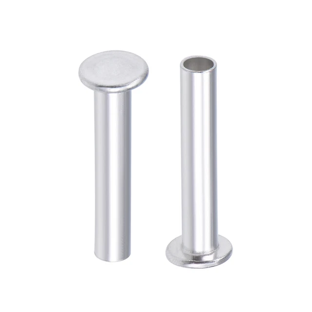 100Pcs M4x22mm Aluminium Tête plate Semi-tubulaire Rivets Argenté