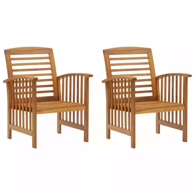 2x Solid Acacia Wood Garden Chairs Wooden Outdoor Seating Furniture vidaXL