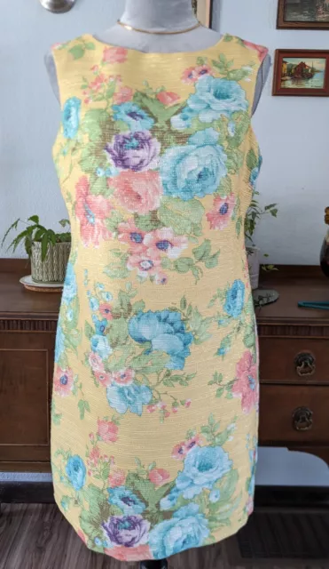 Jessica Howard Yellow Floral Cocktail Dress Sleeveless Size 10