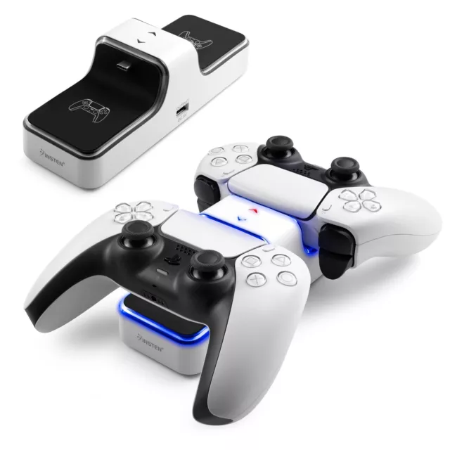 For PS5 Controller Charger Station Dock Dual Charging, LED Indicator Light White