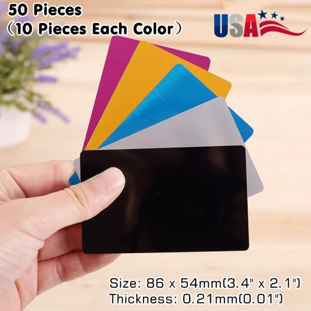 0.21mm Metal Business Cards Blank Laser Engraving Aluminum Name Card,  Purple 100 Pack 