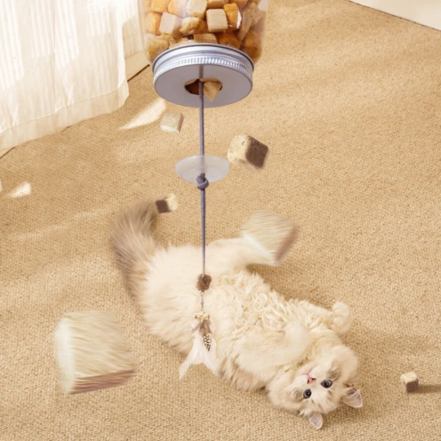 Elastic Rope Cat Food Feeder with Bell Cats Leak Food Toy  Cats Kitten Sporting