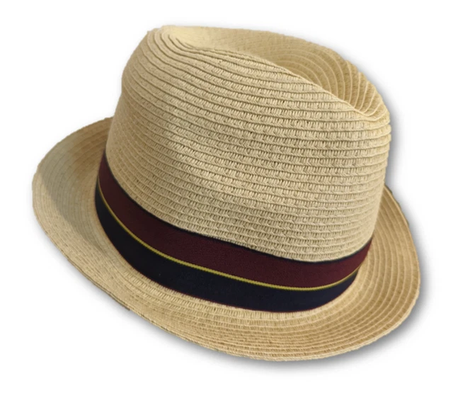** HAT Straw Banded Men's Trilby Festival Summer Sun Protection Beach FR
