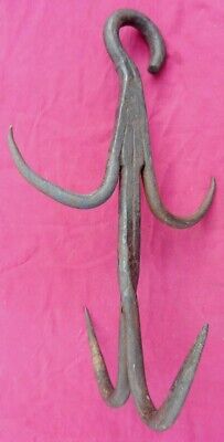 MASSIVE Antique 18th -19th C Blacksmith Made Hand Forged Wrought Iron Multi Hook