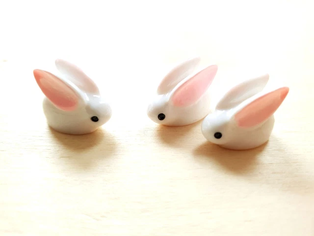 3 x Niedliche Hasen Figuren ♥ Schmuckherstellung Cabochons Deko Zubehör Ø 20mm