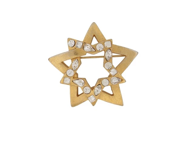 Broche Ancienne étoile Avec Strass - Métal, Bon état D'usage