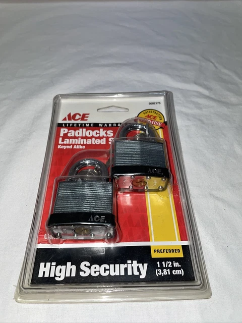Two pack 1 1/2” padlocks keyed alike ace hardware