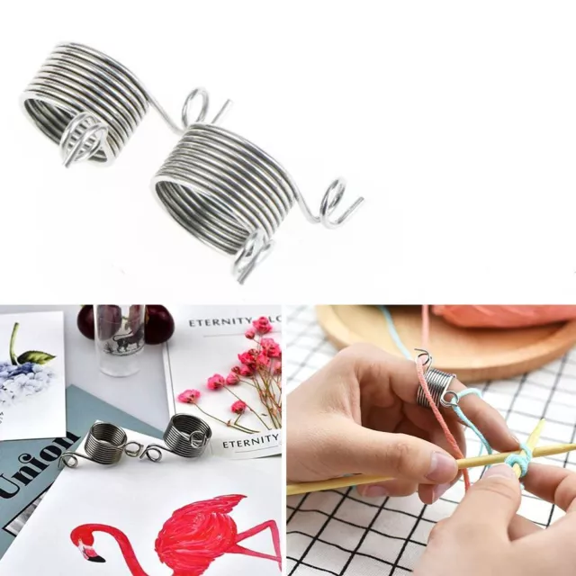 Accessories Knitting Tools Stainless Steel Yarn Spring Guides  Thimble Ring