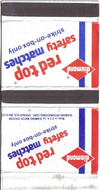 Matchbook Cover Red Top Safety Matches Diamond Match Flattened Box