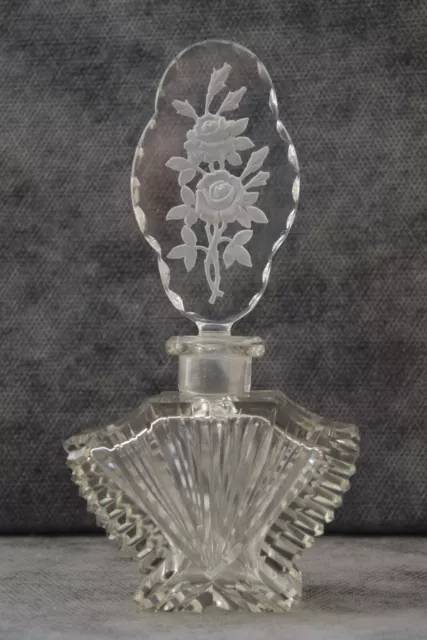 Art Deco Czech Bohemian Crystal Glass Flakon Perfume bottle