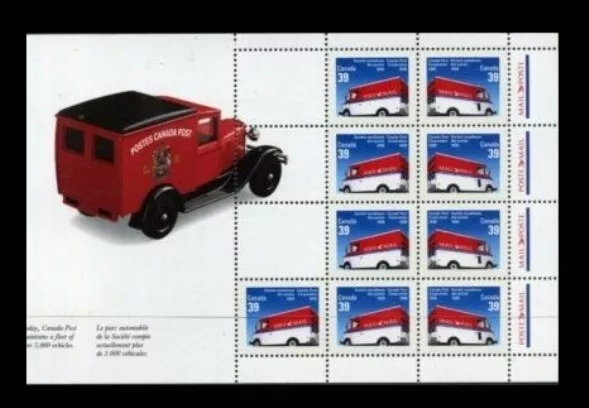 Canada — Pane of 9 — 1990, Post Corporation / Moving the Mail #1273b — MNH