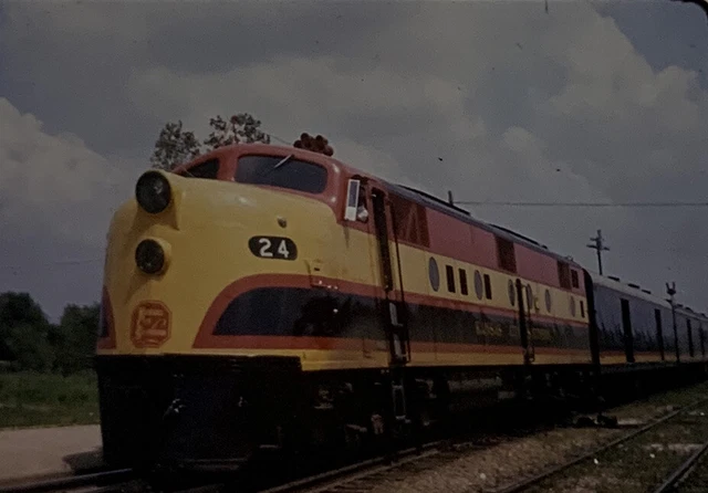 Vtg 35mm Slide Kansas City Southern Railroad Train Engine 24