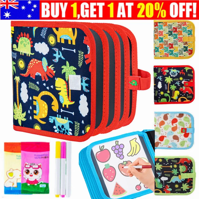 Kids Erasable Doodle Book Activity Portable Reusable Drawing Board Book wi/ Pens