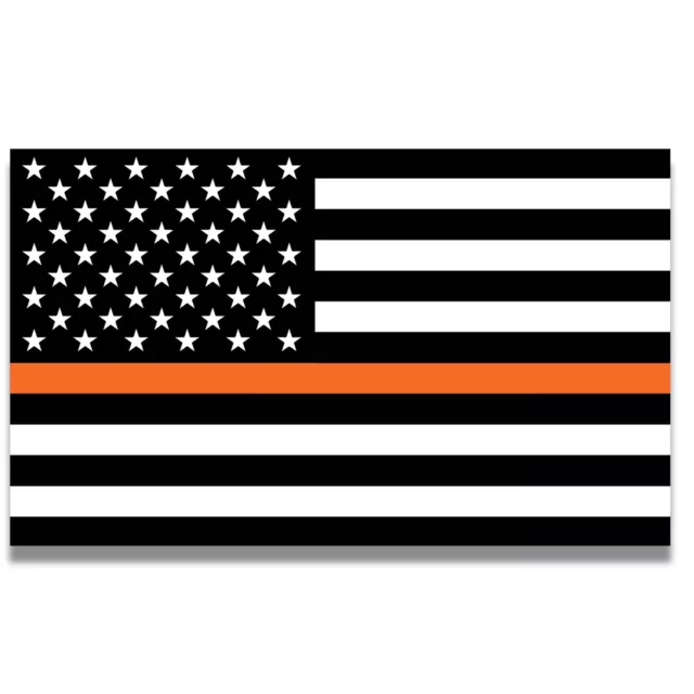 Thin Orange Line American Flag Magnet Decal, 5x8 Inches, Automotive Magnet