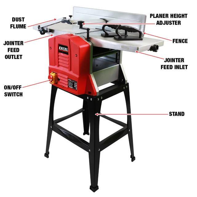 EXCEL 10'' 250MM Planer Thicknesser 1500W / 240V with Stand EUR 280,81