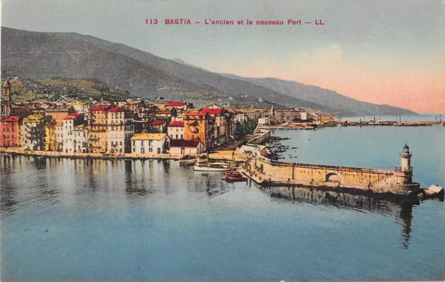 Cpa 20 Corse Bastia L'ancien Et Le Nouveau Port