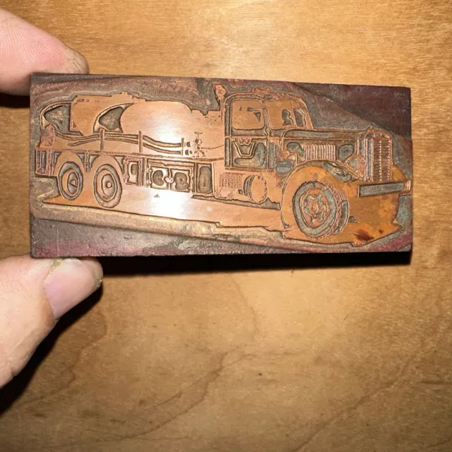 Printing Block “ Old Truck “ Copper Face, Nice Image.