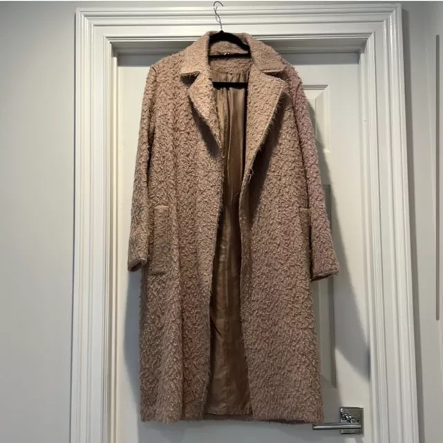 Helmut Lang Shaggy Alpaca and Virgin-Wool Blend Coat size XS extra small