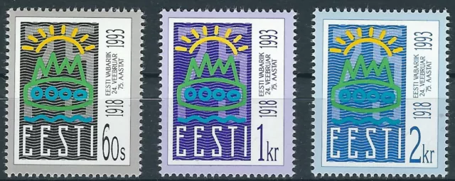 Estland - 75 Jahre Republik Satz postfrisch 1993 Mi. 200-202