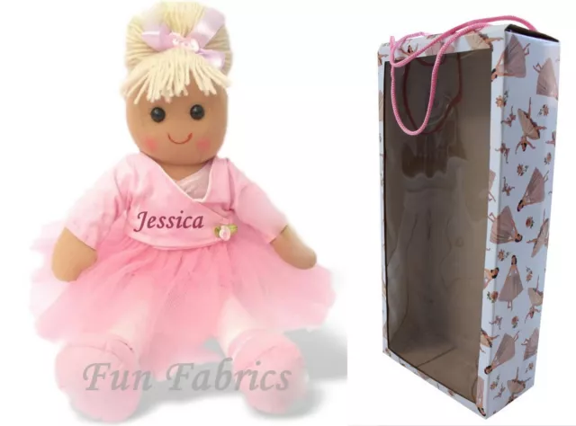 Personalised Ballerina Rag Doll Birthday New Baby Flower Girl Christening Gift