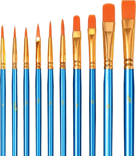 Set Pennelli Acrilici per Acquerelli ad Olio Bambini 10 Pezzi