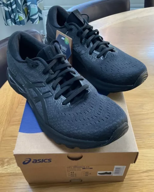 ASICS GEL-NIMBUS 24 HERREN UK 10 schwarz/schwarz brandneu im Karton