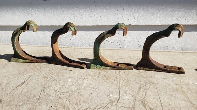 Antique cast iron hooks harness tack oars ser of 4 2