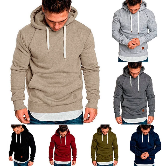 Uomo Felpa con Cappuccio Casual Solido Tasca Slim Fit Felpe Pullover Maglione