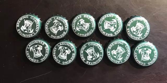 10 Dark Green And White Dog Laguintas Brewing Company Beer Bottle Caps No Dents