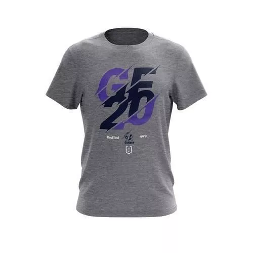 Melbourne Storm Nrl 2020 Grand Final Kids Youth Grey Isc Tee Shirt T-Shirt