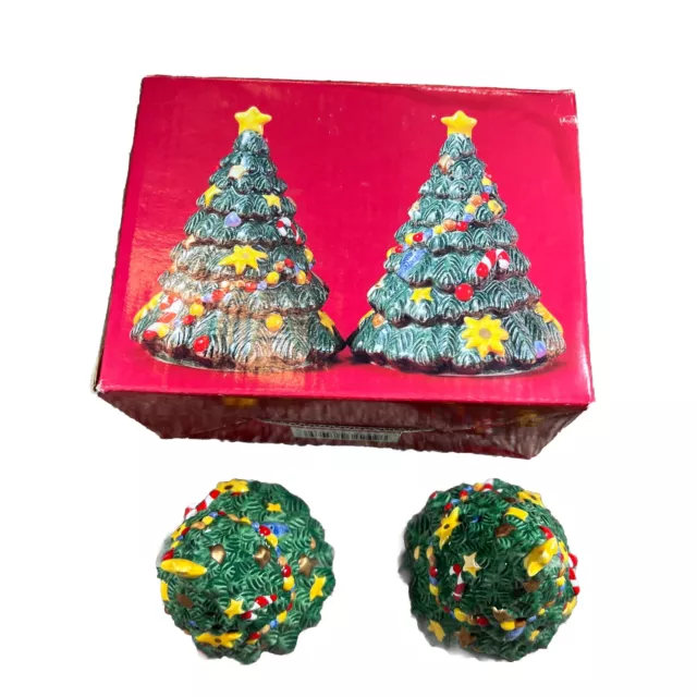 Nikko Christmas Salt And Pepper Shakers Christmas Tree Vintage With Box.