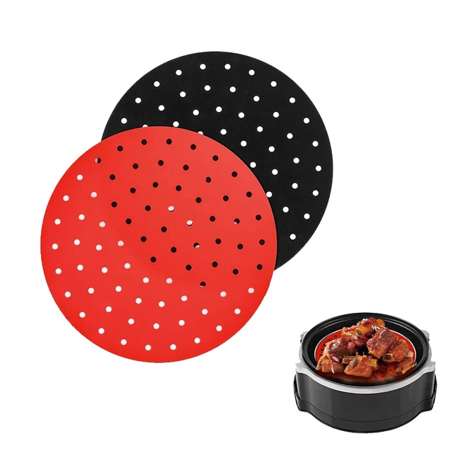 2 Pezzi Tappetini Per Friggitrice Ad Aria Quadrati In Silicone, 21,5x21,5 Cm, Riutilizzabili E Antiaderenti, Facili Da Pulire