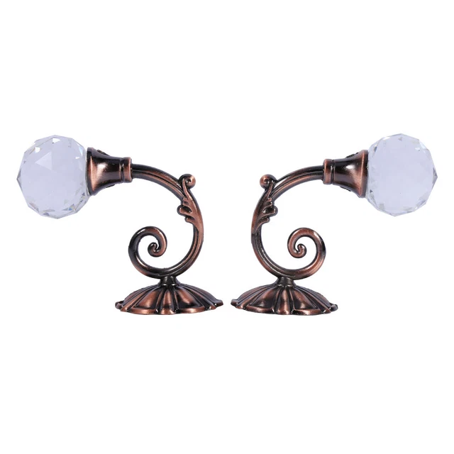 (Copper Color) 2 X Crystal Hangers 2X Metal Crystal Glass Curtain Holdback