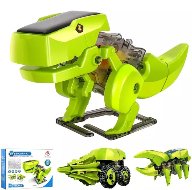 Robot Kit Solar Powered 3D Dinosaur Model DIY Educational Experiment Toy 3 in 1