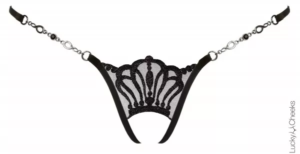 LUCKY CHEEKS Luxury String open QUEEN OF LOVE deep black - LC329QLD