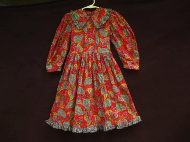 VINTAGE 1990s WEE CLANCY Dress~Brushed Cotton~Russian Paisley w/ Gingham ~6X