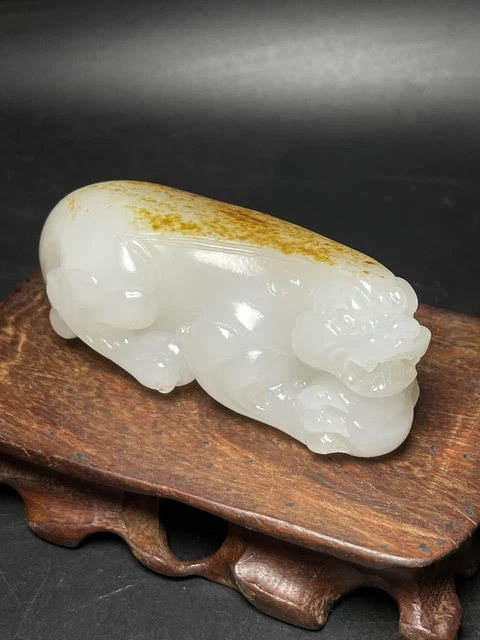 Chinese Exquisite Handmade Brave Troops carving Hetian Jade Statue
