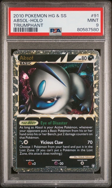 2010 POKEMON TRIUMPHANT Absol Prime #91 Ultra Rare Holo Psa 9 Mint ...