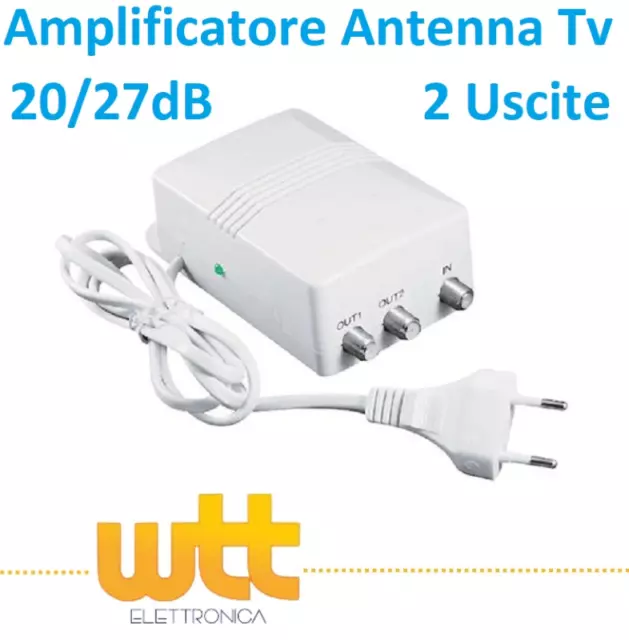 Amplificatore Antenna TV Digitale Terrestre Segnale Interno UHF 2 uscite LTE