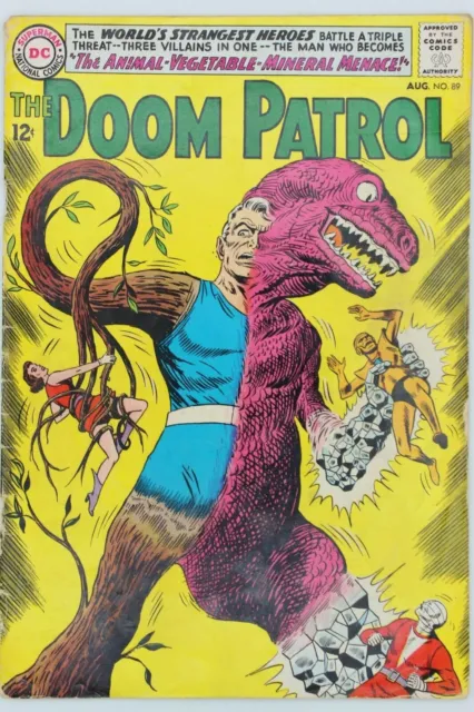 Doom Patrol #89 (1964) Classic Dino Cover | 1st app Animal-Vegetable-Mineral Man