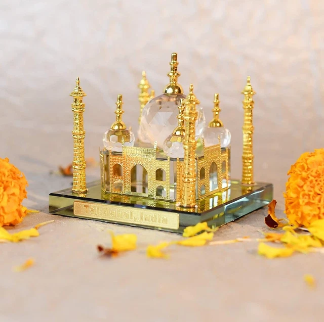 Bel regalo -2,5 '' Crystal Taj Mahal Miniature Home Decor Souvenir Showpiece Art