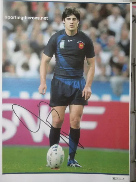 Autographe  David Skrela sur papier carton  Rugby 4